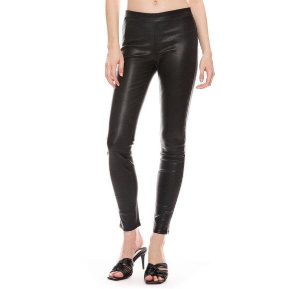 J Brand Edita Leather Leggings in Black - Picture 2 of 5